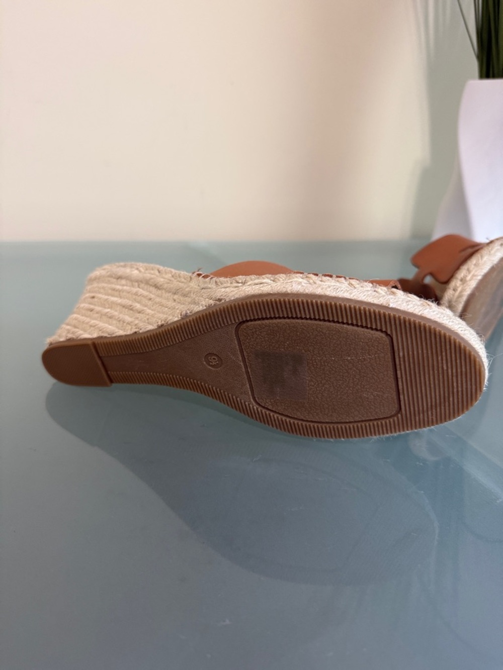 Steve Madden Leather Espadrille Wedge Sandals Size 9.5 | Tan Platform Slides - Picture 6 of 10